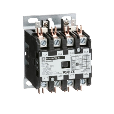 Schneider Electric (Square D) 8910DPA44V02 Definite Purpose Contactor Type DPA, 40A, 4-Poles, 110 VAC 50HZ, 120 VAC 60Hz  | Midwest Supply Us