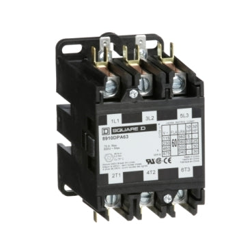 Schneider Electric (Square D) 8910DPA63V09 Definite Purpose Contactor Type DPA, 60A, 3-Poles, 220 VAC 50HZ, 208-240 VAC 60Hz  | Midwest Supply Us