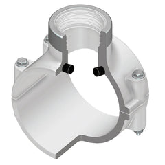 Spears 467S-249SR 2X1 PVC CLAMP SADDLE REINFORCED FEMALE THREAD BUNA SS BOLT  | Midwest Supply Us