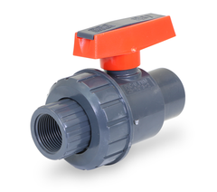 Everflow 275T114 1-1/4" PVC THREADED HALF UNION BALL VALVE GRAY (NOT FOR POTABLE WATER)  | Midwest Supply Us