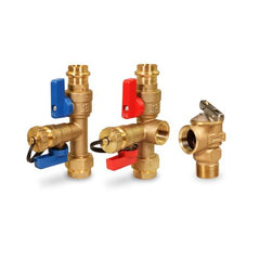 Everflow FTGV-ISO1-R-KIT-LF 1" PRESS Hot and Cold Tankless Water Heater Isolation Valve with Pressure relief Valve Lead Free  | Midwest Supply Us