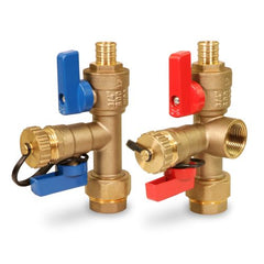 Everflow FTGV-ISO34-P-KIT-LF 3/4" PEX Hot & Cold Tankless Water Heater Isolation Valve with Pressure Relief Valve Lead Free  | Midwest Supply Us