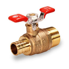 Everflow PMBV-012-NL 1/2" F1807 PEX X 1/2" MIP Full Port Ball Valve with "T" Handle Lead Free  | Midwest Supply Us