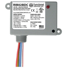 Functional Devices RIB02BDC Enclosed Relay, Class 2 Dry Contact input,208-277Vac pwr, 20A SPDT  | Midwest Supply Us